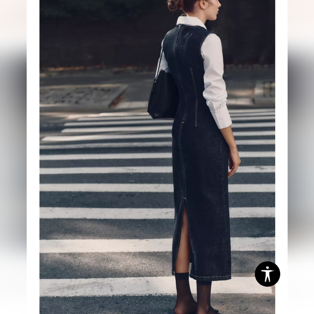 ZARA Z1975 DENIM MIDI DRESS SIZE S